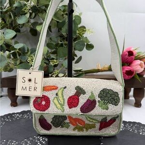 Sol and Mer Beaded Vegetable Shoulder Bag Farmstand Veggie Purse NWT